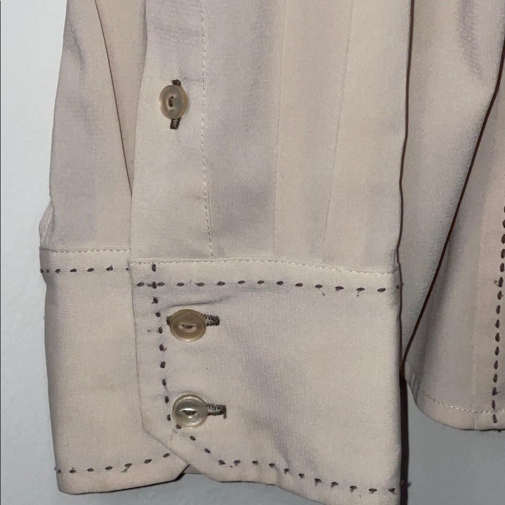 Ninety Women’s Cream Collared Dress Shirt Size 2X #219 - Picture 4 of 6